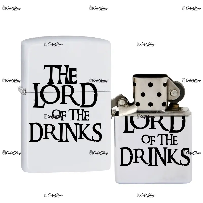The lord of drinks, bricheta metalica gravata laser cu mesaj